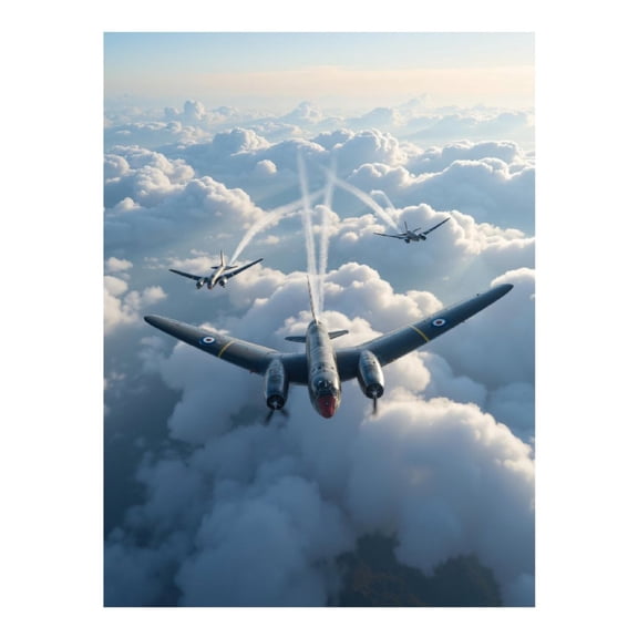 Diamond Art Kits for Adults, Vintage Airplanes Above Clouds 5D Diamond Painting Kits for Adults Beginners, DIY Full Drill Diamond Painting, Gem Art and Crafts 12x16