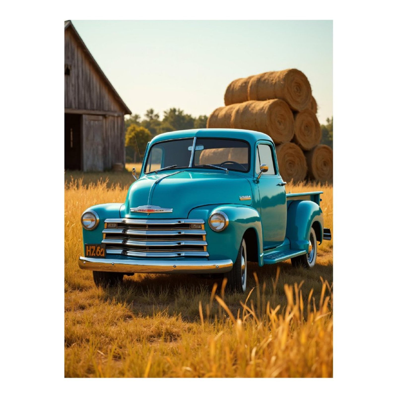Diamond Art Kits for Adults, Vintage Blue Truck Rustic Farm Scene 5D Diamond Painting Kits for Adults Beginners, DIY Full Drill Diamond Painting, Gem Art and Crafts 12x16