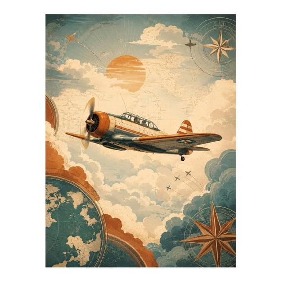 Diamond Art Kits for Adults - Vintage Prop Plane 5d Diamond Painting for Adults, Frameless Diamond Art for Adults Beginners, Diamond Painting Kits for Adults for Home Wall Decor 12x16 In