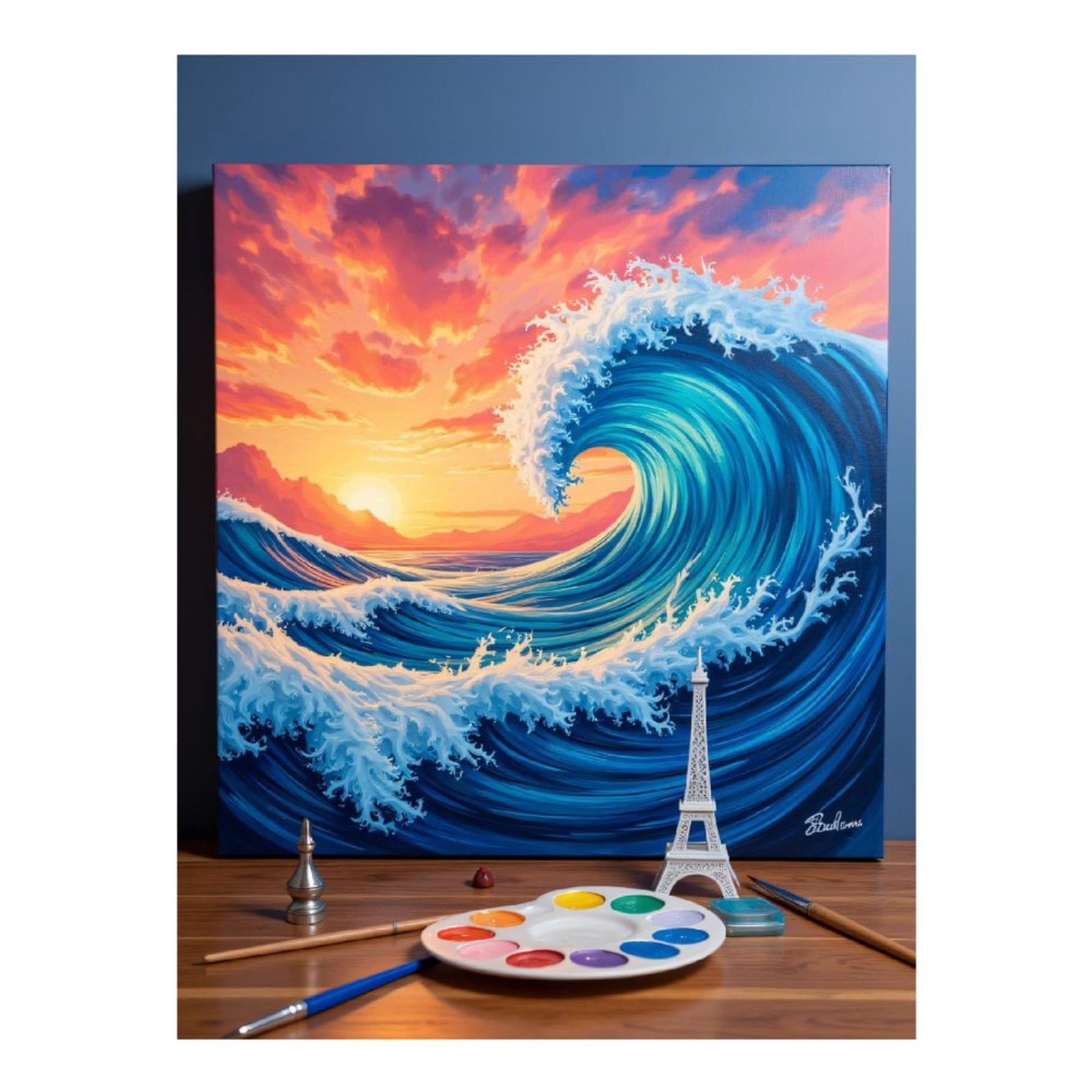 Diamond Art Kits for Adults, Wave Sunset Canvas Art Painting 5D Diamond Painting Kits for Adults Beginners, DIY Full Drill Diamond Painting, Gem Art and Crafts 12x16