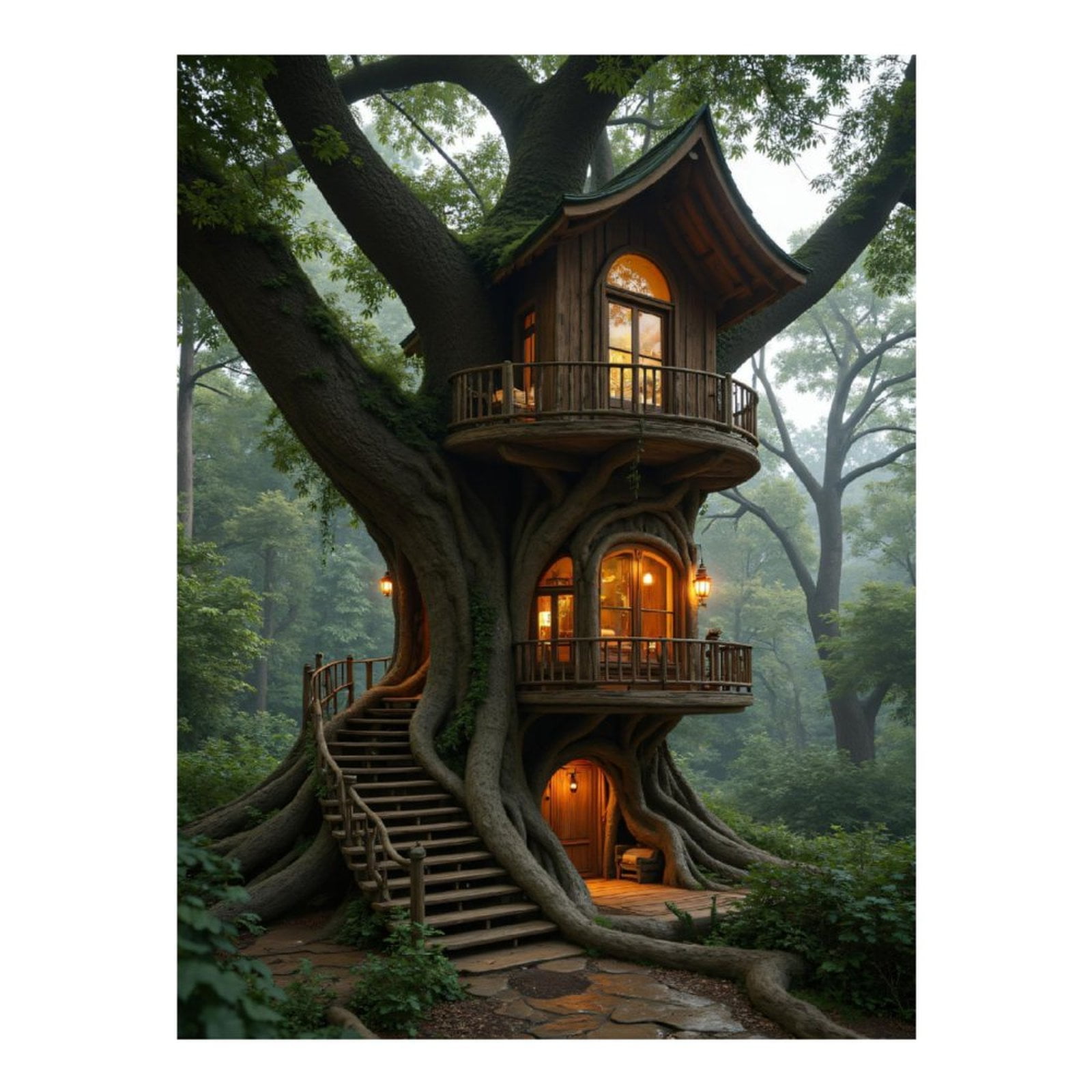 Diamond Art Kits for Adults, Whimsical Treehouse Forest Sanctuary 5D Diamond Painting Kits for Adults Beginners, DIY Full Drill Diamond Painting, Gem Art and Crafts 12x16