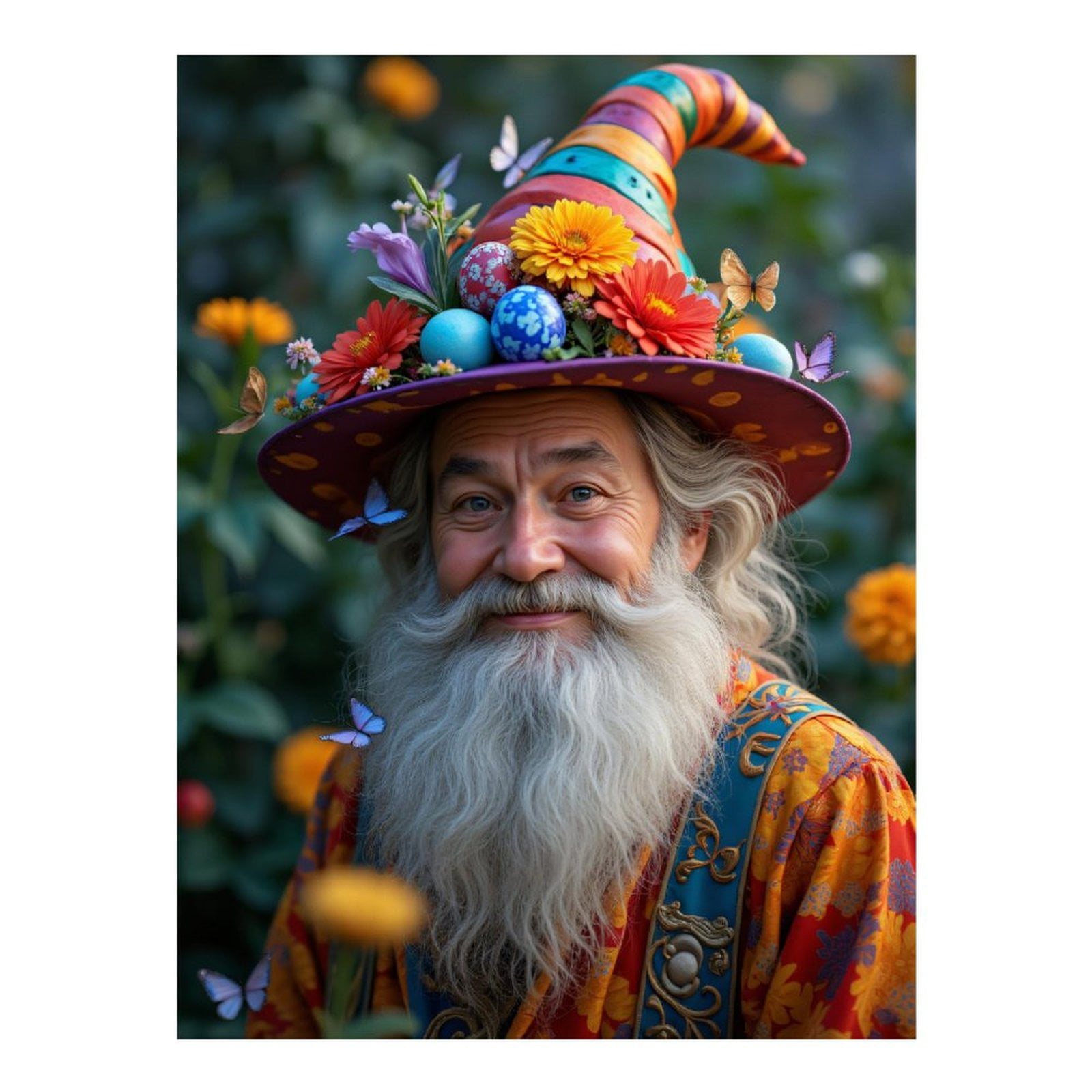 Diamond Art Kits for Adults, Whimsical Wizard Floral Hat Portrait 5D Diamond Painting Kits for Adults Beginners, DIY Full Drill Diamond Painting, Gem Art and Crafts 12x16