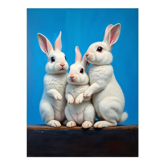 Diamond Art Kits for Adults, White Bunnies Blue Background 5D Diamond Painting Kits for Adults Beginners, DIY Full Drill Diamond Painting, Gem Art and Crafts 12x16