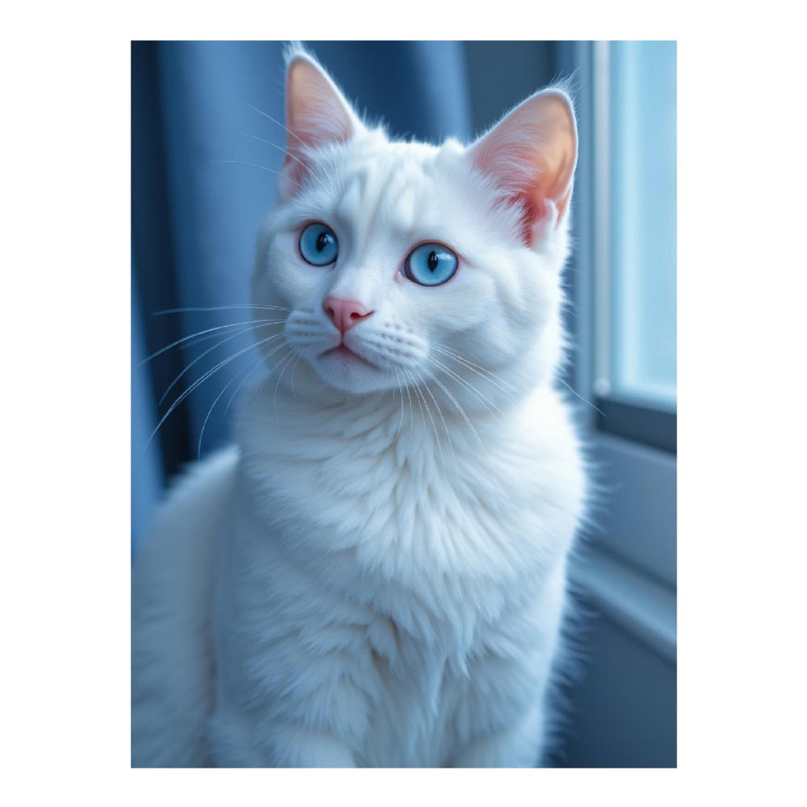 Diamond Art Kits for Adults, White Cat Blue Eyes Serenity 5D Diamond Painting Kits for Adults Beginners, DIY Full Drill Diamond Painting, Gem Art and Crafts 12x16