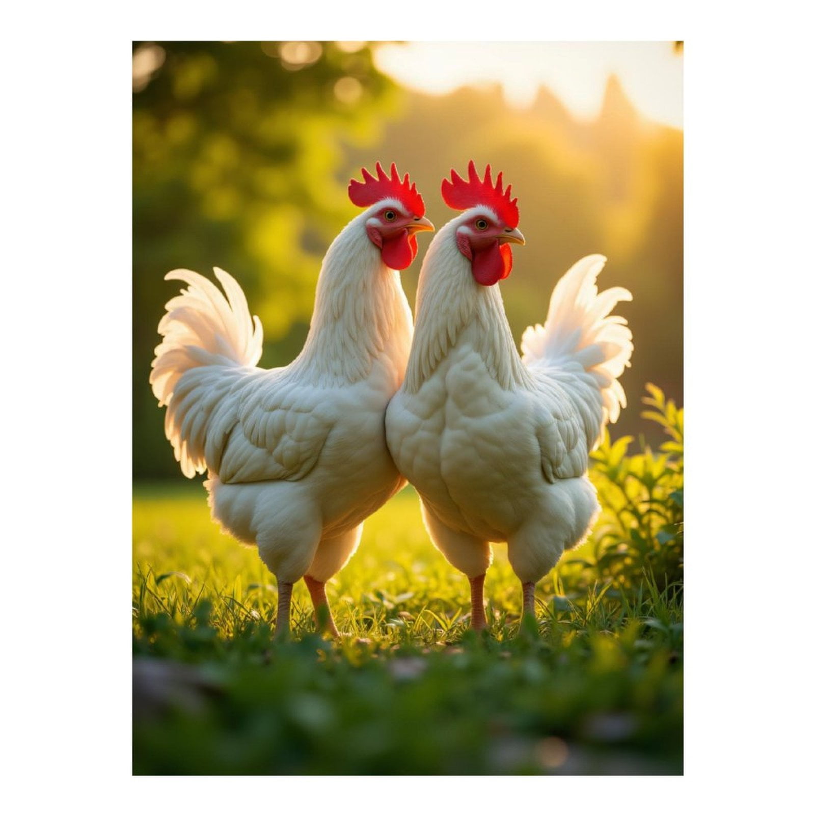 Diamond Art Kits for Adults, White Chickens In Sunlit Meadow 5D Diamond Painting Kits for Adults Beginners, DIY Full Drill Diamond Painting, Gem Art and Crafts 12x16