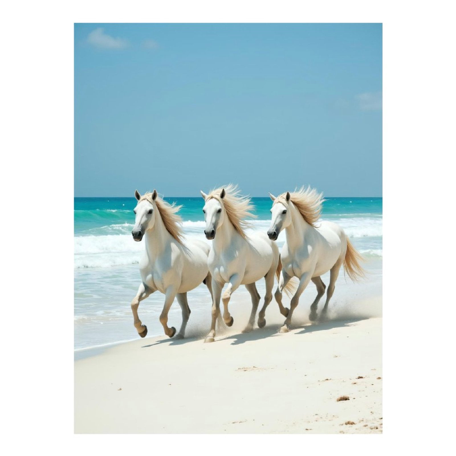 Diamond Art Kits for Adults, White Horses Beach Run 5D Diamond Painting Kits for Adults Beginners, DIY Full Drill Diamond Painting, Gem Art and Crafts 12x16