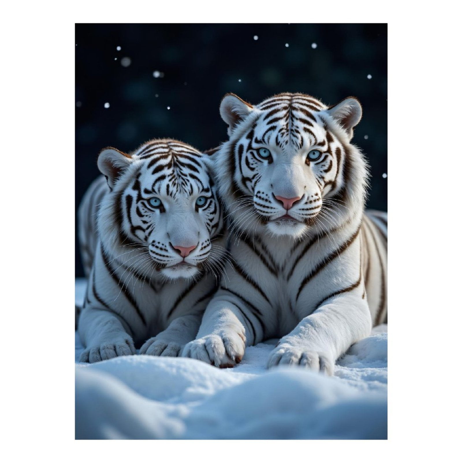 Diamond Art Kits for Adults, White Tigers Snowy Duo Serenity 5D Diamond Painting Kits for Adults Beginners, DIY Full Drill Diamond Painting, Gem Art and Crafts 12x16