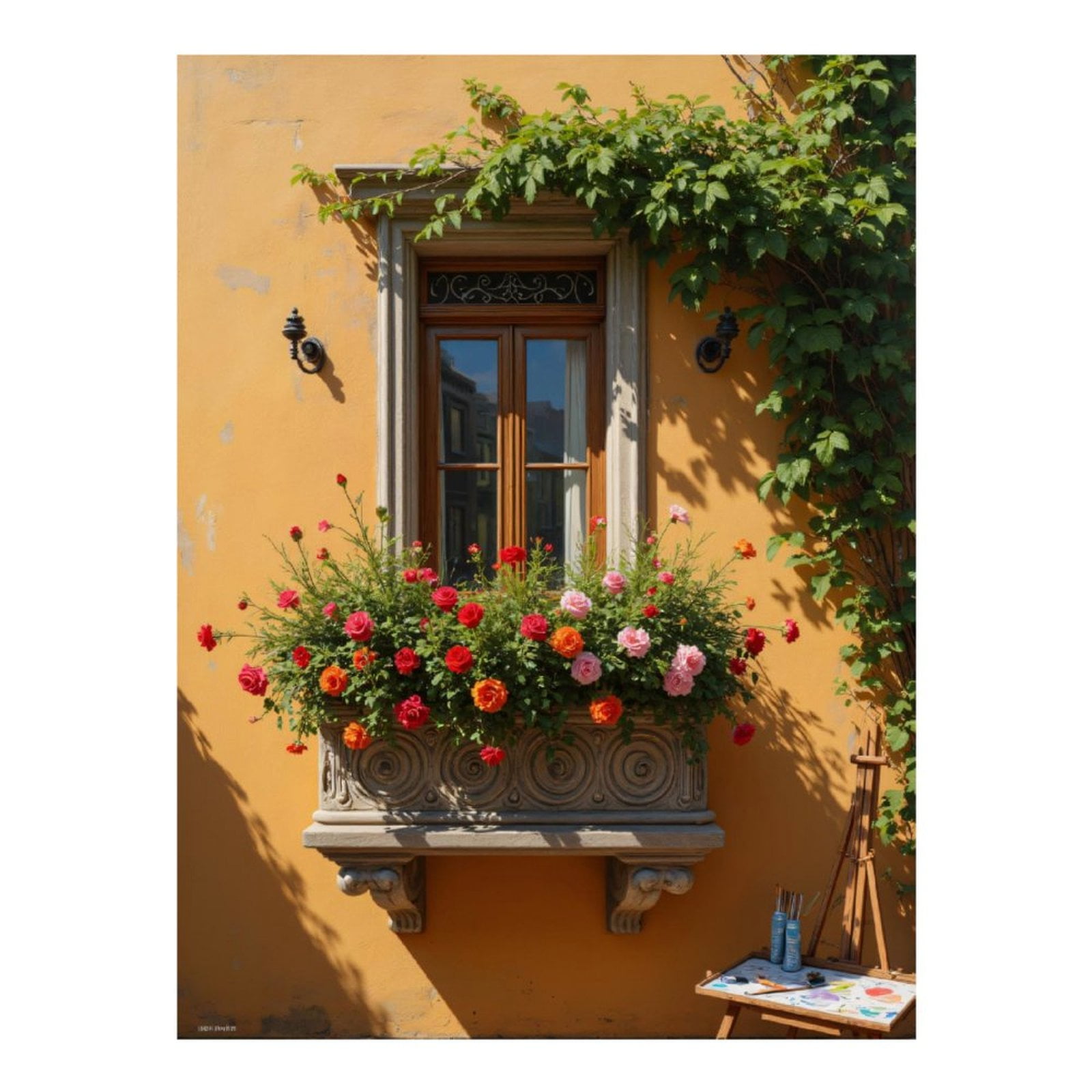 Diamond Art Kits for Adults, Window Flower Box Vibrant Colors 5D Diamond Painting Kits for Adults Beginners, DIY Full Drill Diamond Painting, Gem Art and Crafts 12x16