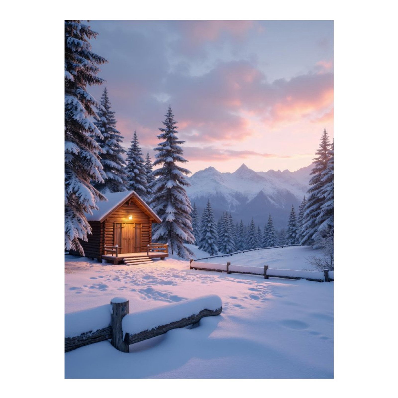 Diamond Art Kits for Adults, Winter Cabin Mountain Sunset Scene 5D Diamond Painting Kits for Adults Beginners, DIY Full Drill Diamond Painting, Gem Art and Crafts 12x16