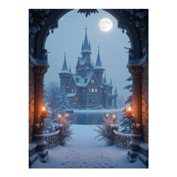 Diamond Art Kits for Adults, Winter Fantasy Castle Moonlit Night 5D Diamond Painting Kits for Adults Beginners, DIY Full Drill Diamond Painting, Gem Art and Crafts 12x16