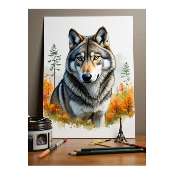 Diamond Art Kits for Adults, Wolf Autumn Forest Portrait Art 5D Diamond Painting Kits for Adults Beginners, DIY Full Drill Diamond Painting, Gem Art and Crafts 12x16