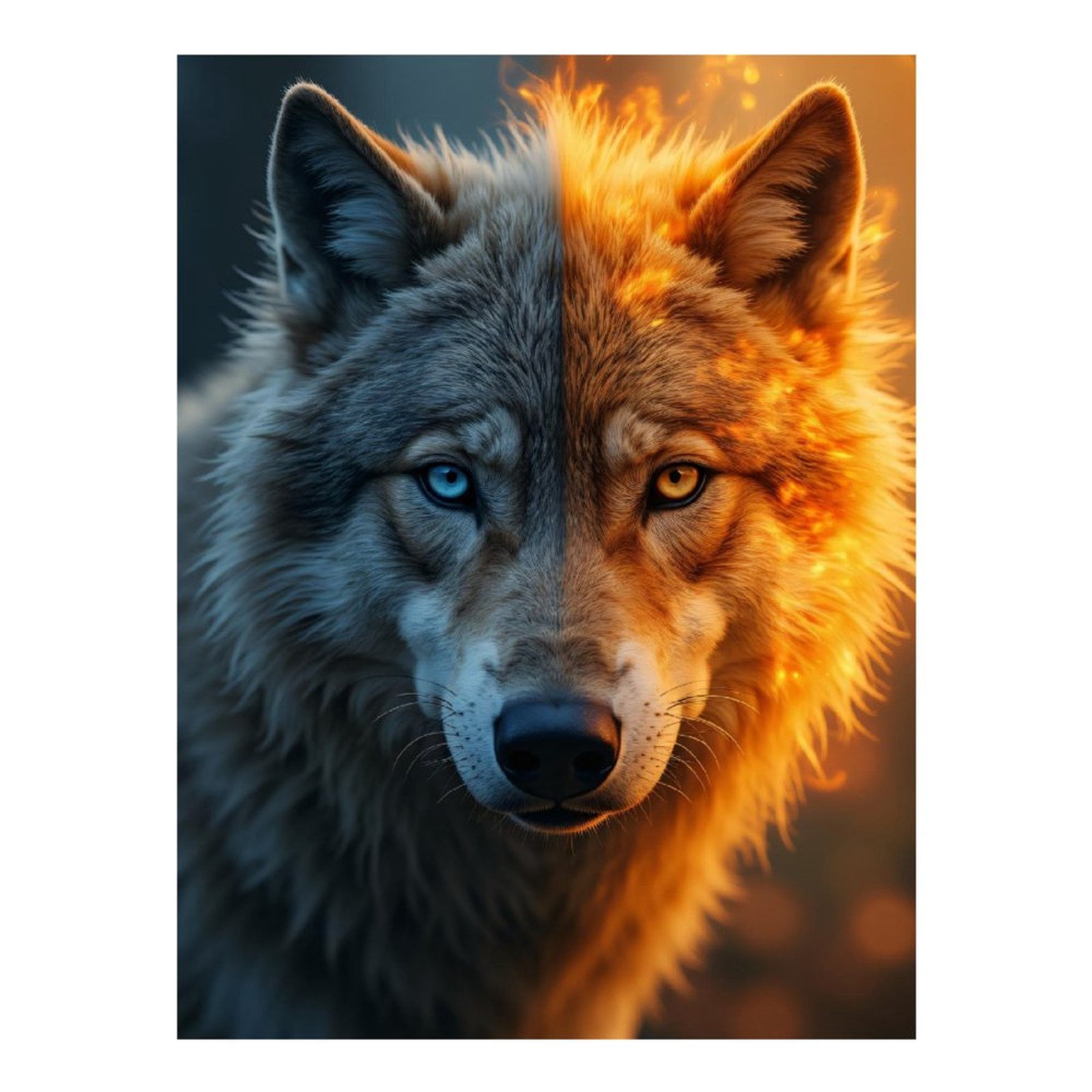 Diamond Art Kits for Adults, Wolf Dual Elements Blue Fire 5D Diamond Painting Kits for Adults Beginners, DIY Full Drill Diamond Painting, Gem Art and Crafts 12x16