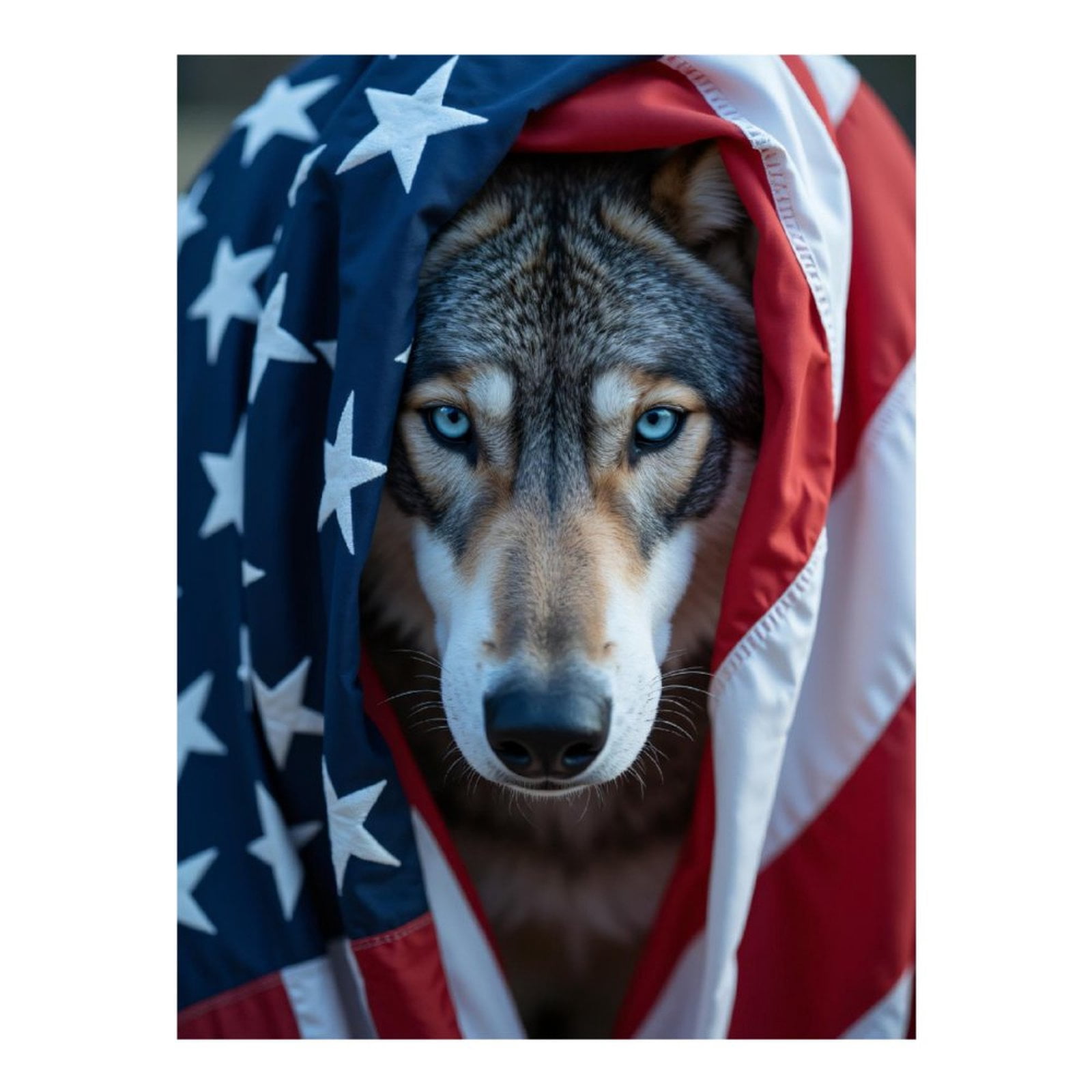 Diamond Art Kits for Adults, Wolf Wrapped In Stars And Stripes 5D Diamond Painting Kits for Adults Beginners, DIY Full Drill Diamond Painting, Gem Art and Crafts 12x16