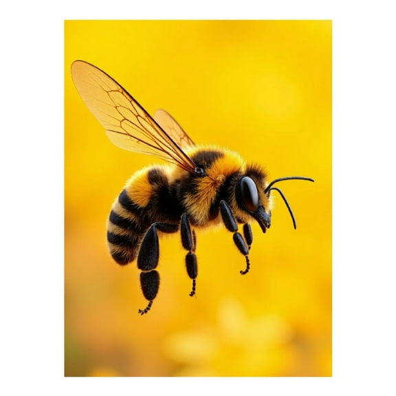 Diamond Art Kits for Adults, Yellow Black Bee Flying Bright Background 5D Diamond Painting Kits for Adults Beginners, DIY Full Drill Diamond Painting, Gem Art and Crafts 12x16