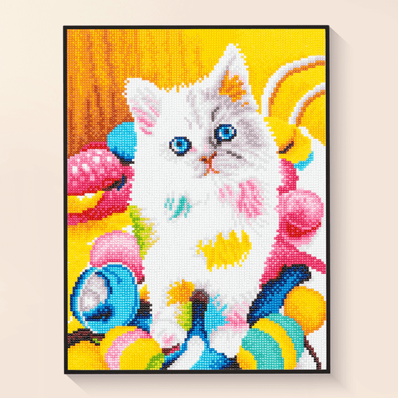Diamond Art Kits for Beginners and Adults, Cat Painting Diamond Painting Kits, DIY 3D Bead Painting Craft, Diamond Puzzle Paint by Diamonds for Wall Decor 15.7x19.7in(40x50cm)