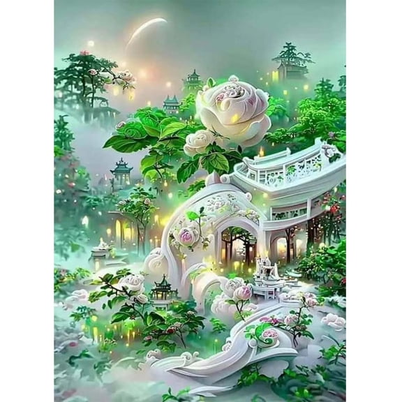 Diamond Art Kits for Adults, 5D Full Drill Painting Art Kits Flowers Round Diamond Dots Gem Arts Suitable for Home Wall Decoration 12x18in
