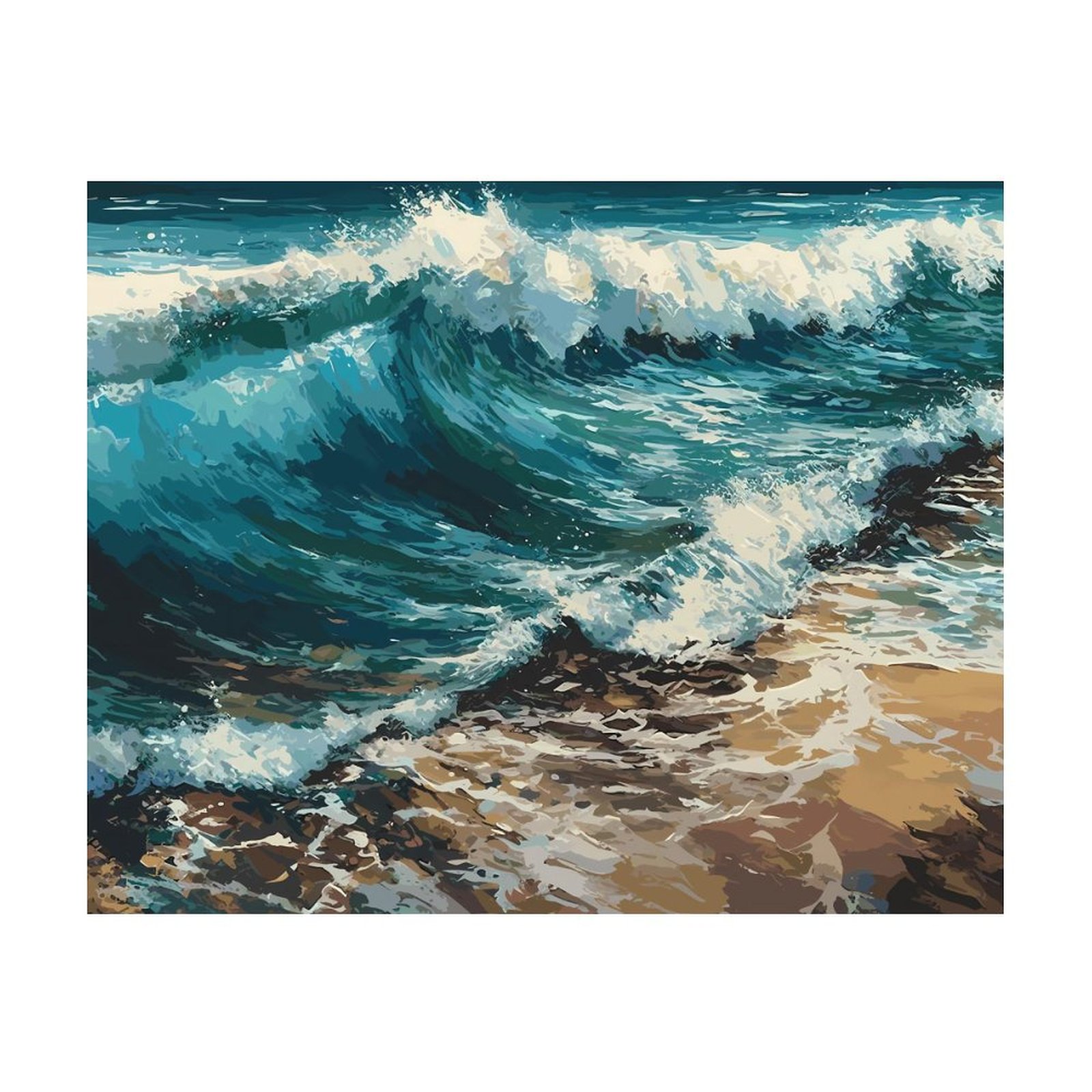 Diamond Art Kits for Adults - Blue Ocean Waves DIY Diamond Painting Art ...