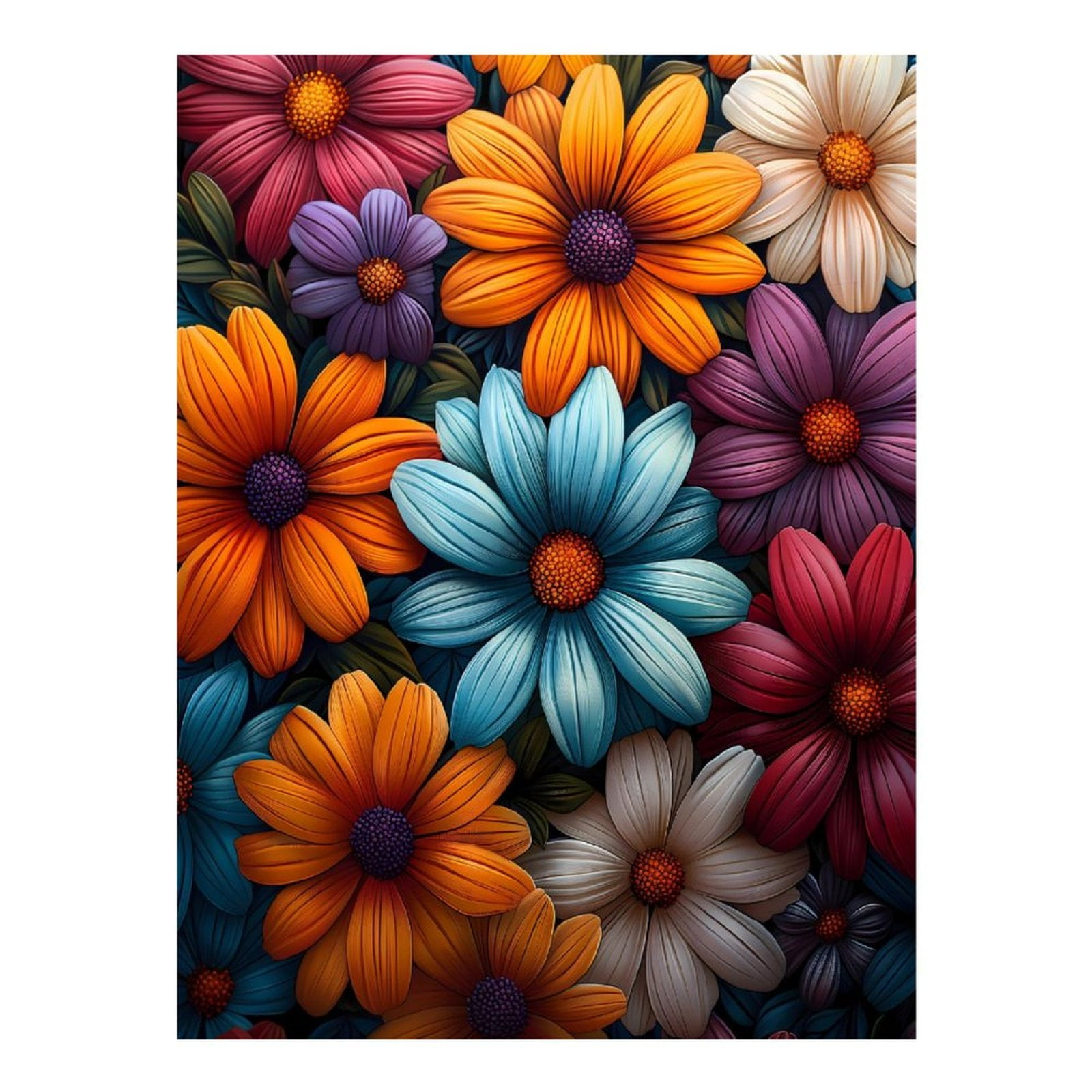 Diamond Art Kits for Adults Colorful Blooming Flowers Frameless 5D