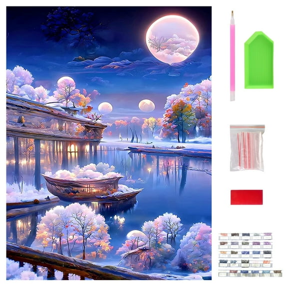Diamond Art Kits for Adults, Full Drill Moon Gem Art Kits for Beginners (40 x 30cm)