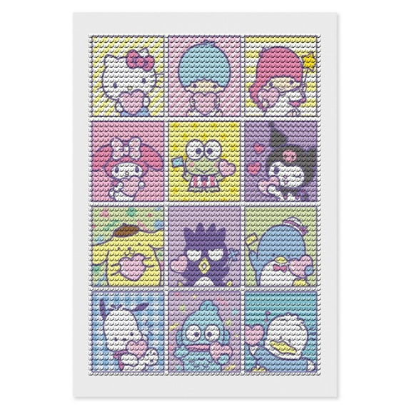 Diamond Art Kits for Adults Hello Kitty Diamond Art Gem Art Painting Full Drill Round Art Gem Painting Kit for Home Wall Decor Gifts 12"x16"