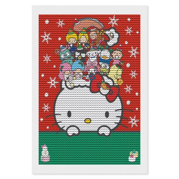 Diamond Art Kits for Adults Hello Kitty Diamond Art Gem Art Painting Full Drill Round Art Gem Painting Kit for Home Wall Decor Gifts 8"x12"