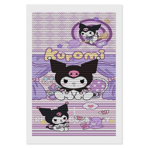 Diamond Art Kits for Adults Kuromi And My Melody Diamond Art Gem Art Painting Full Drill Round Art Gem Painting Kit for Home Wall Decor Gifts 12"x16"