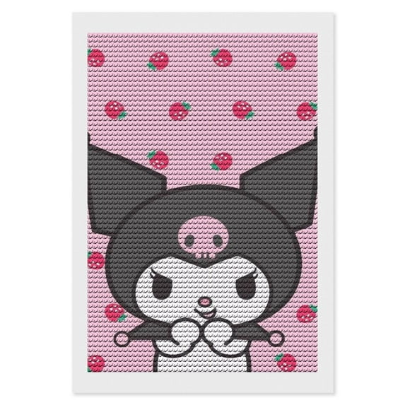 Diamond Art Kits for Adults Kuromi And My Melody Diamond Art Gem Art Painting Full Drill Round Art Gem Painting Kit for Home Wall Decor Gifts 12"x16"