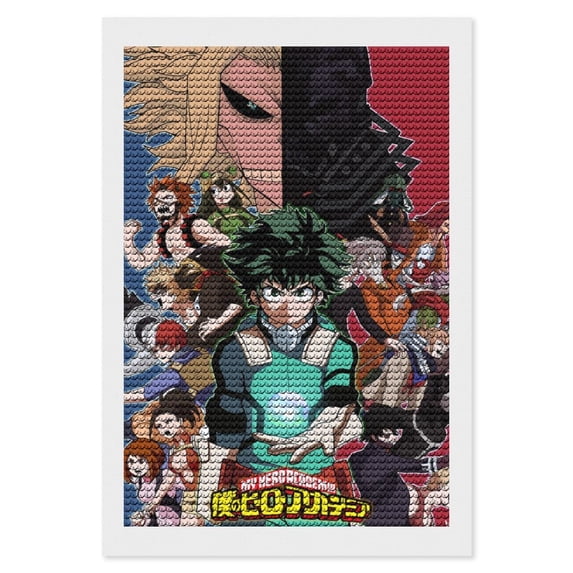 Diamond Art Kits for Adults My Hero Academia Diamond Art Gem Art Painting Full Drill Round Art Gem Painting Kit for Home Wall Decor Gifts 16"x20"