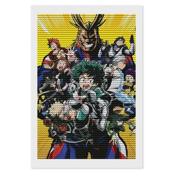 Diamond Art Kits for Adults My Hero Academia Diamond Art Gem Art Painting Full Drill Round Art Gem Painting Kit for Home Wall Decor Gifts 8"x12"