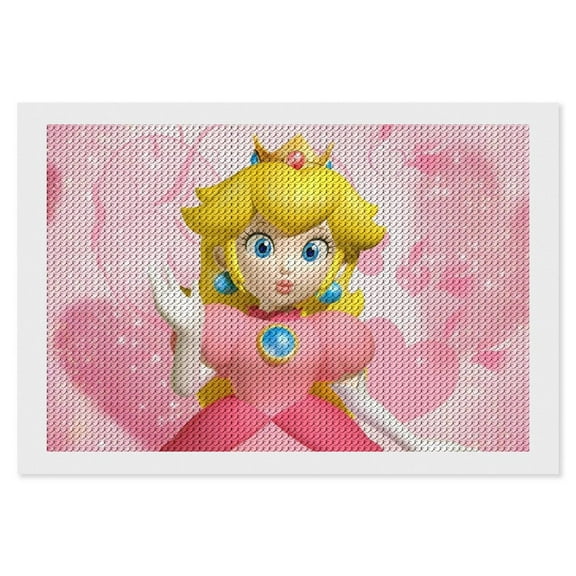 Diamond Art Kits for Adults Princess Peach Diamond Art Gem Art Painting Full Drill Round Art Gem Painting Kit for Home Wall Decor Gifts