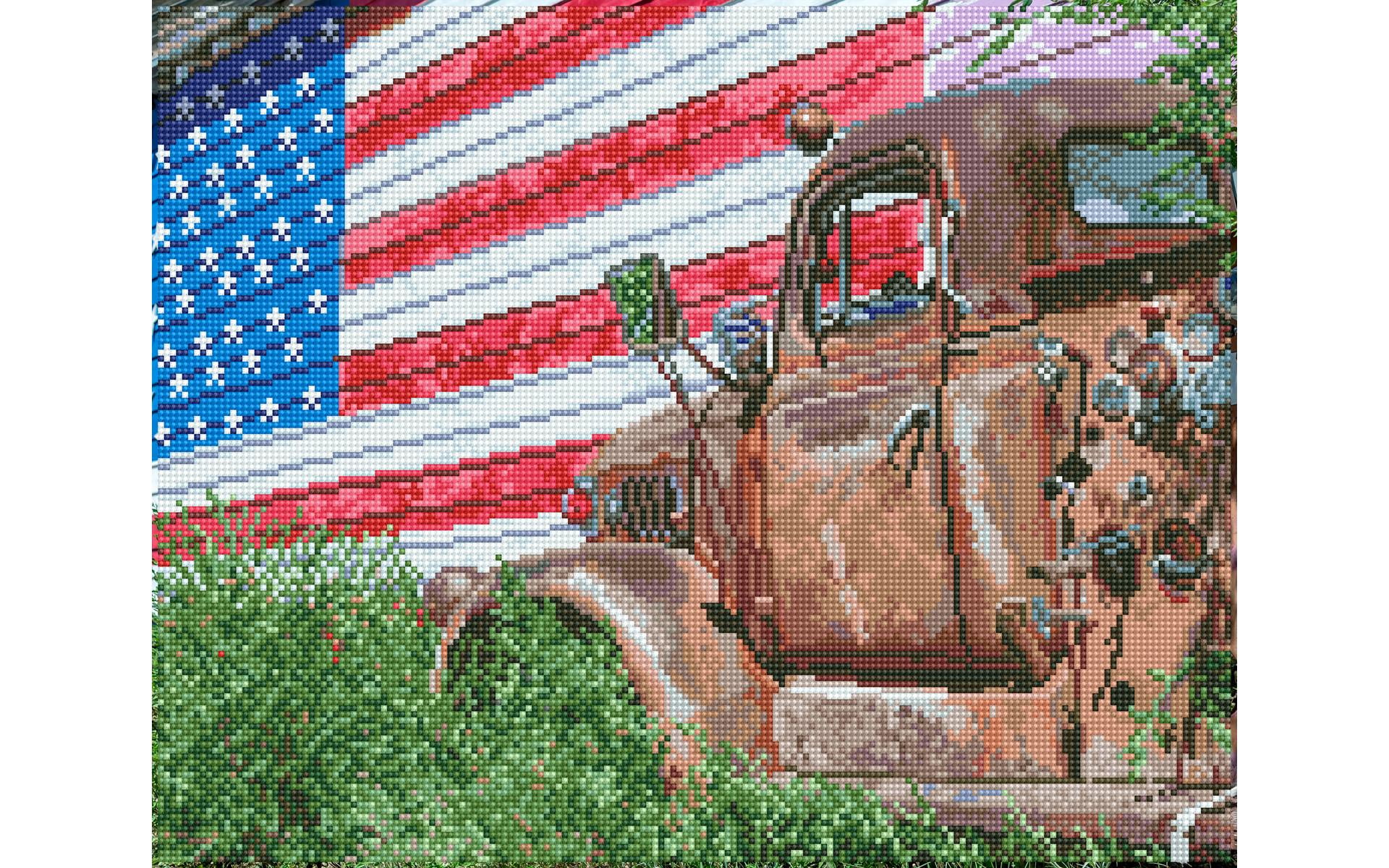 Diamond Art By Leisure Arts Patriotic Truck, 20"X16", Advanced Diamond Painting Kits For Adults - Diamond Art Kits a Relaxing Creative Craft Kit with Gems