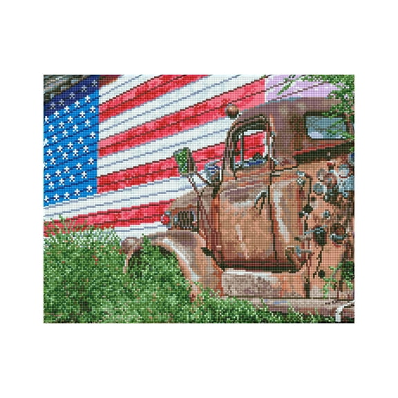 Diamond Art By Leisure Arts Patriotic Truck, 20"X16", Advanced Diamond Painting Kits For Adults - Diamond Art Kits a Relaxing Creative Craft Kit with Gems