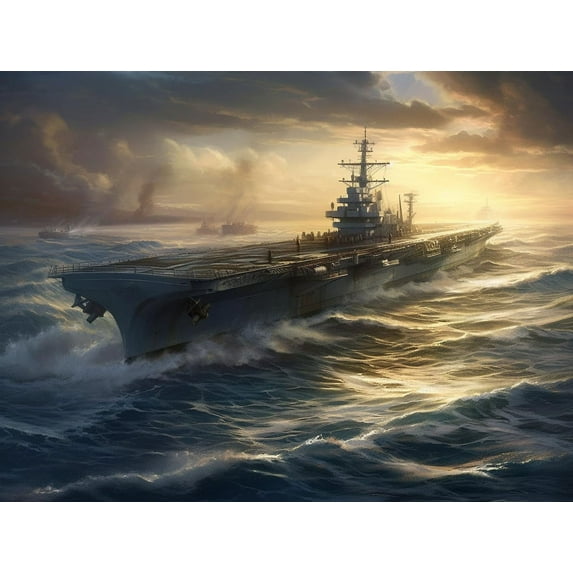 Diamond Art Painting Aircraft Carrier USS Navy Ship Military Aircraft Kit for Adults Full Drill Diamond Art Painting by Number Kits Gem Art Wall Home Decor