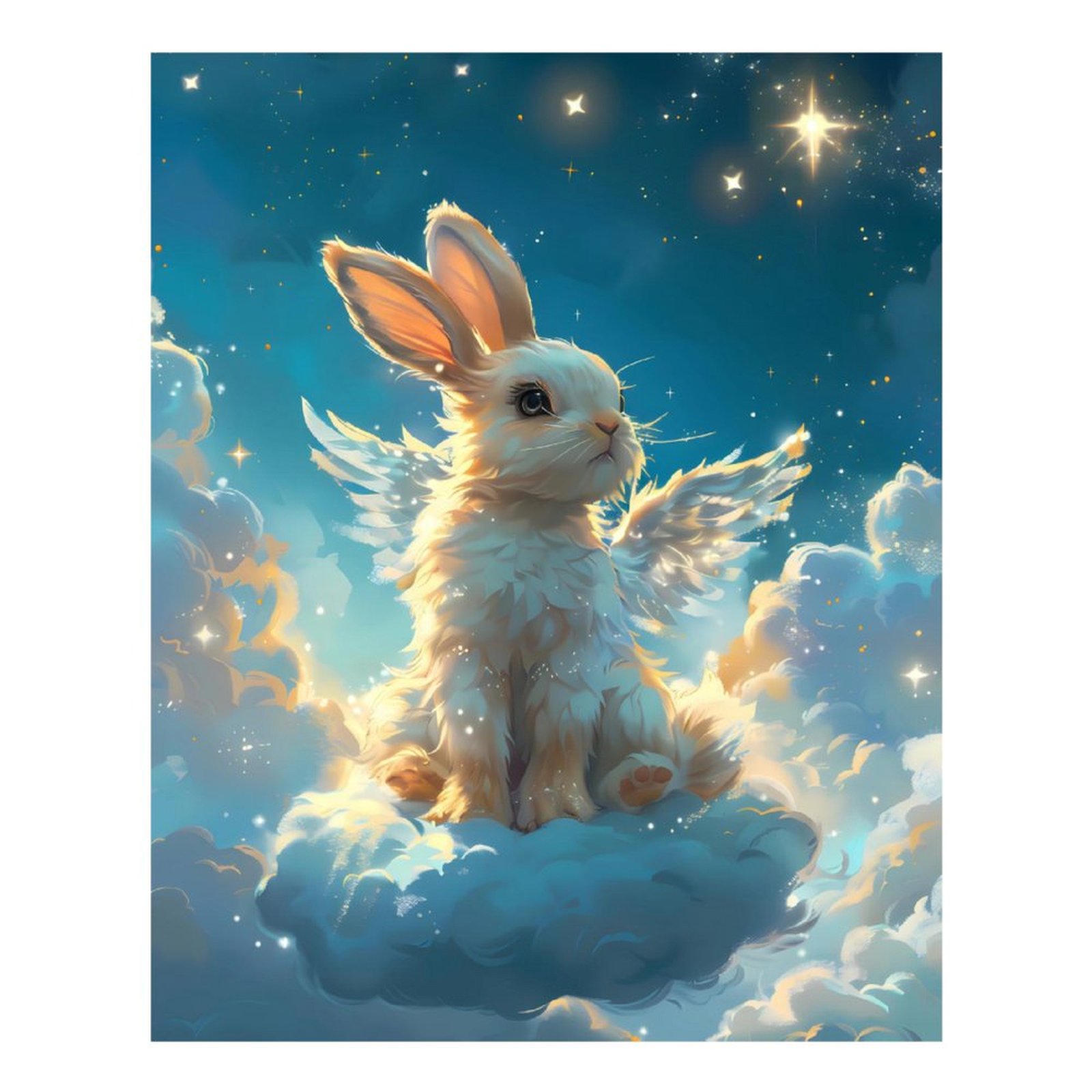 Diamond Art Painting, Cute Angel Winged Rabbit Interesting Full Drill ...
