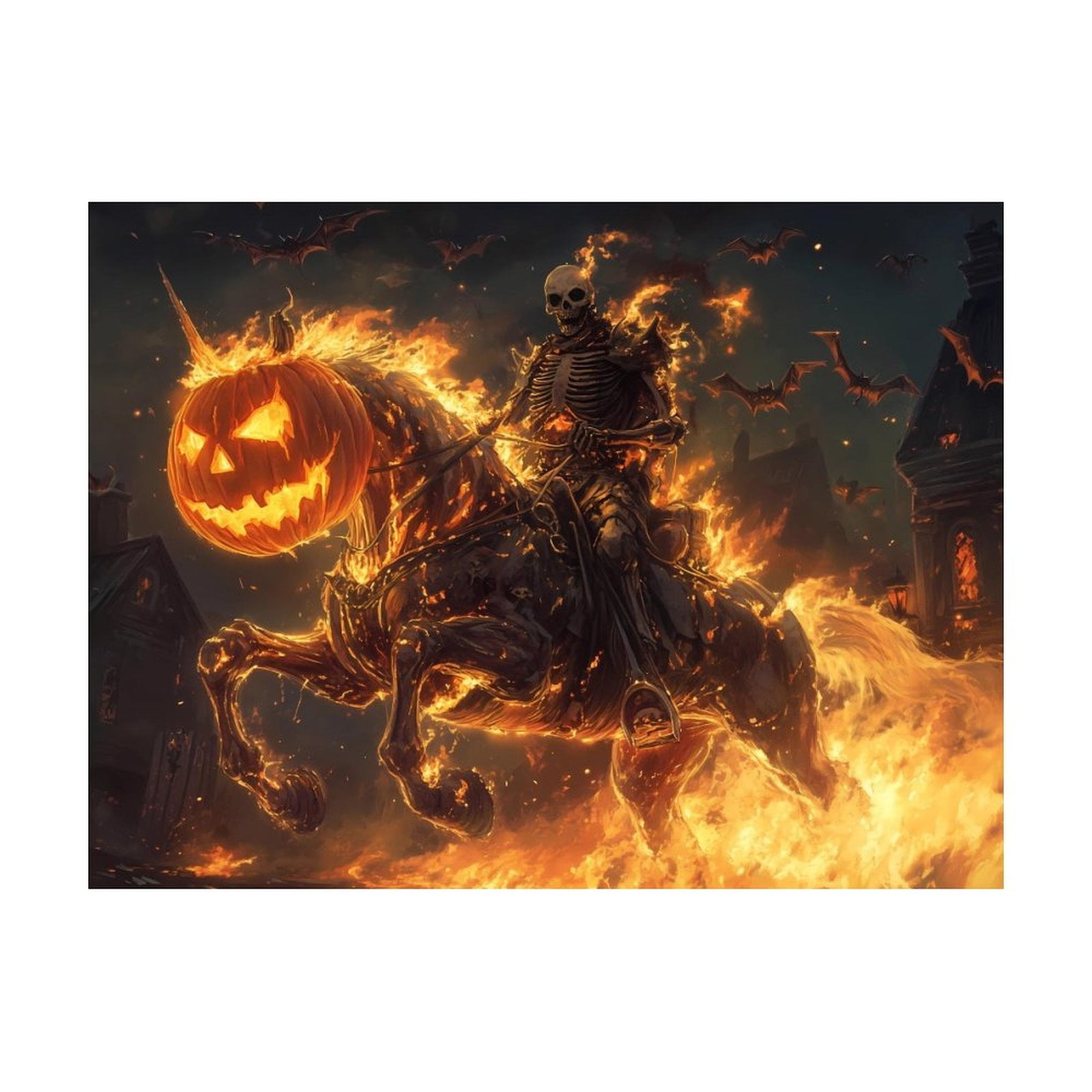 5D Black Cat Halloween Diamond Painting Kit - 12x16 Inch Full Round Drill, DIY Wall Art