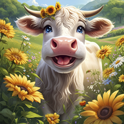 Diamond Art Painting Kit Adult DIY Full Diamond Cow Flower Sunflower Diamond Art Kit Adult Beginner, 5D Paint with Diamond Picture Gemstone Art Painting Craft Kit Home Decor Gift 12x12 inches