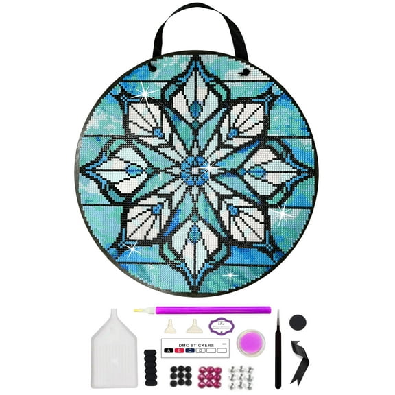 Diamond Art Painting Kit, Door Hanger Sign, 14 Piece Set, Christmas Snowflake Design