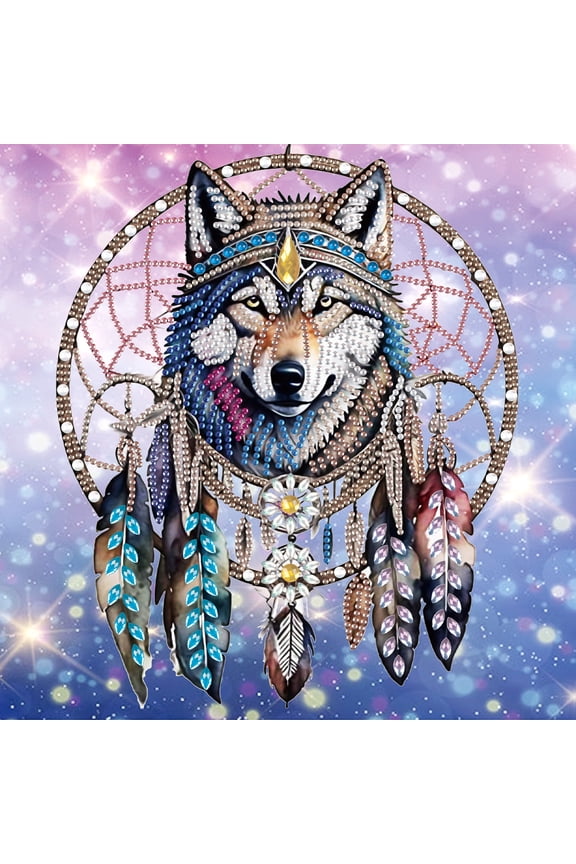 Diamond Art Painting Kit, Mighty Wolf Dog 5D DIY Localized Special Shape Diamond Painted Mosaic Crafts for Beginners, Great for Decorating Walls in Home and Office Areas.