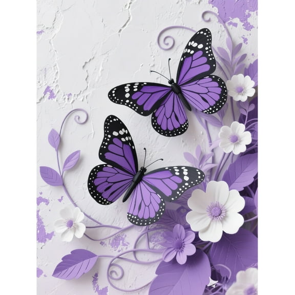 Diamond Art Painting Kits for Adults,Butterfly 5D Diamond Painting Dots Art Kits for Adults Beginner, DIY Full Round Gem Crystal Art Paint by Diamond, Home Wall Decor 12x 16 in