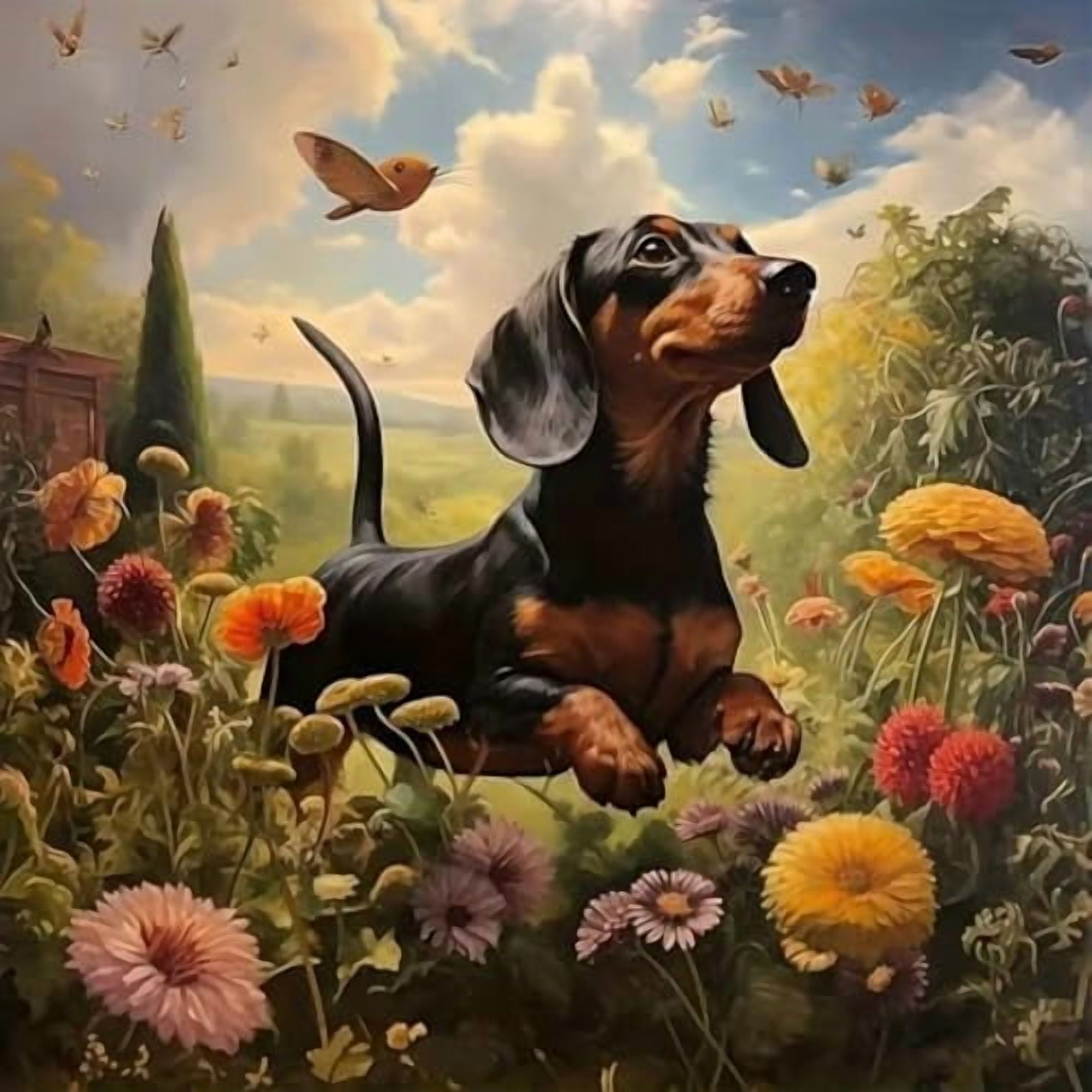 Diamond Art Painting Kits for Adults Dachshund Dog, Round Full Drill Diamond Art Kits, 5D DIY Paint with Diamonds Crafts for Home Wall Decoration Gifts 1212Inch, Animal