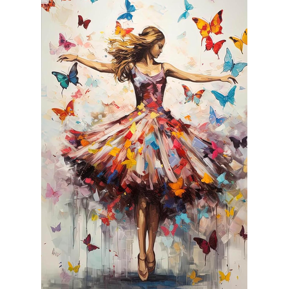 Diamond Art Painting Kits for Adults, Dancing Girl Full Drill Diamond Dots Paintings for Beginners, Round 5D Paint with Diamonds Pictures Gem Art Painting Kits DIY Crafts for Home Decor 12x16inch