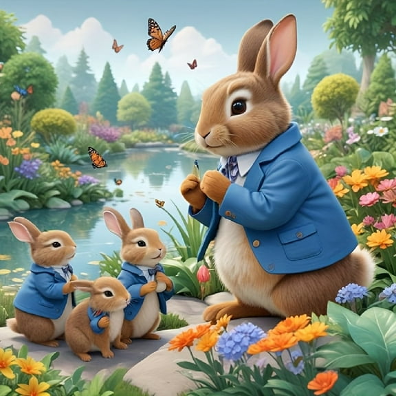 Diamond Art Painting Kits for Adults,Easter Bunny Kids 5D Diamond Painting Dots Art Kits for Adults Beginner, DIY Full Round Gem Crystal Art Paint by Diamond, Home Wall Decor 14x 14 in