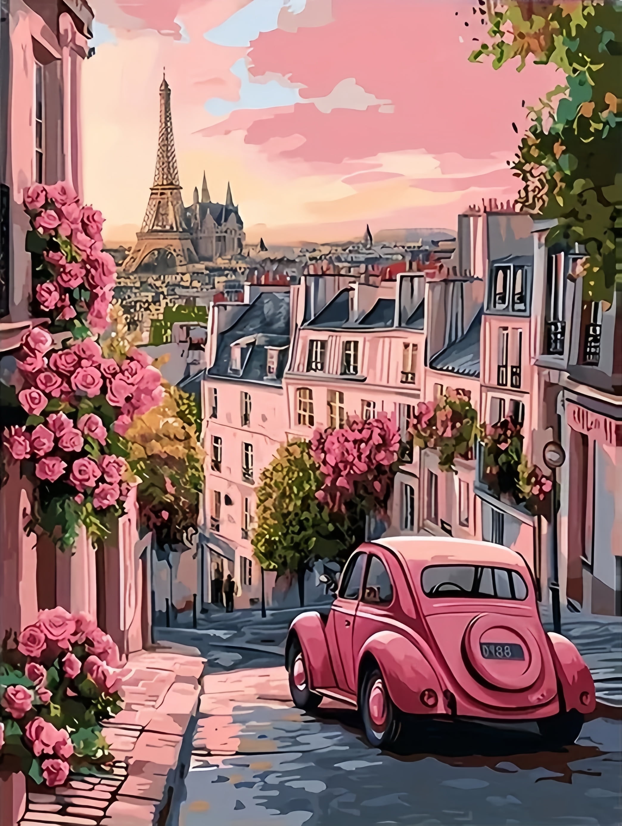Sunset Pink Street Diamond Art Painting Kits for Adults,5D Diamond ...