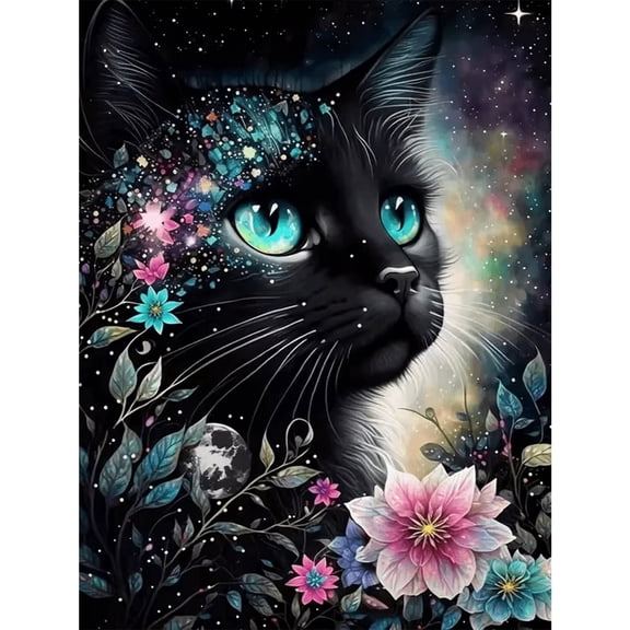 BYGFHLYW Diamond Art Painting Kits for Adults,Cat 5D Diamond Painting Kits for Beginner, DIY Full Round Gem Crystal Art,Home Wall Decor 12x 16 in