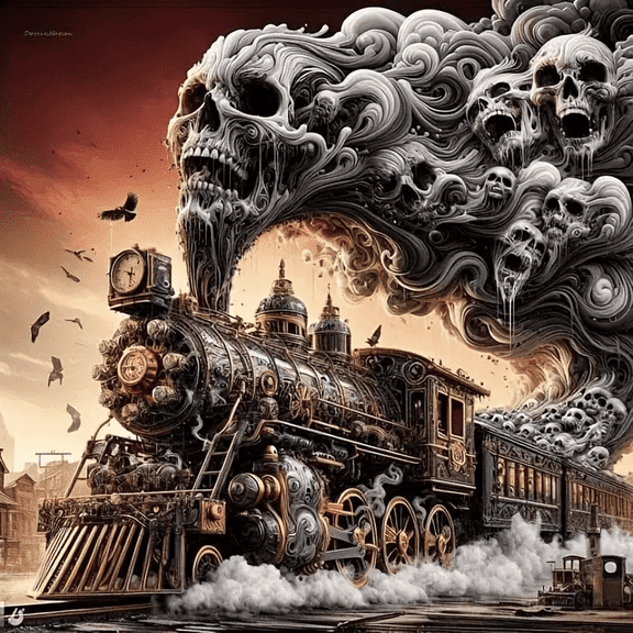 Steam Death Train Skull Diamond Art Painting Kits for Adults,5D Diamond Painting Dots Art Kits for Adults Beginner, DIY Full Round Art Paint by Diamond, Home Wall Decor 14x 14 in