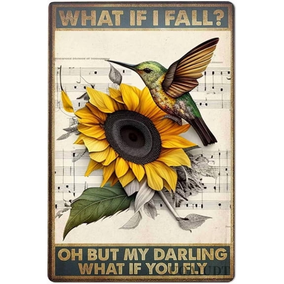 Diamond Art Painting Kits for Adults,Hummingbird Sunflower 5D Diamond Painting Dots Art Kits, DIY What If I Fall Full Round Gem Crystal Art Paint by Diamond, Home Wall Decor 8x12 Inch