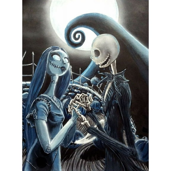 Diamond Art Painting Kits for Adults Nightmare Before Christmas Full Drill Diamond Dots Paintings for Beginners Round 5D Paint with Diamonds Pictures Gem Art Painting Kits DIY Crafts Kits 12x16inch