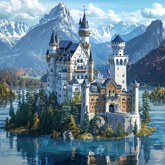 BYGFHLYW Diamond Art Painting Kits for Adults, Castle 5D Diamond Painting Kits for Adults,Full Round Gem Art, Home Wall Decor 13.8x 13.8 in