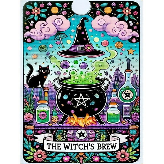 Diamond Art Painting Kits for Adults,The Witch's Brew 5D Diamond Painting Dots Art Kits for Adults Beginner, DIY Full Round Gem Crystal Art Paint by Diamond, Home Wall Decor 12x 16 in