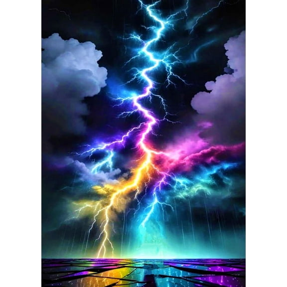 Diamond Art Painting Kits for Adults Beginners,Colorful Lightning 5D Diamond Painting Dots Art Kits for Home Decor 12x16 Inch